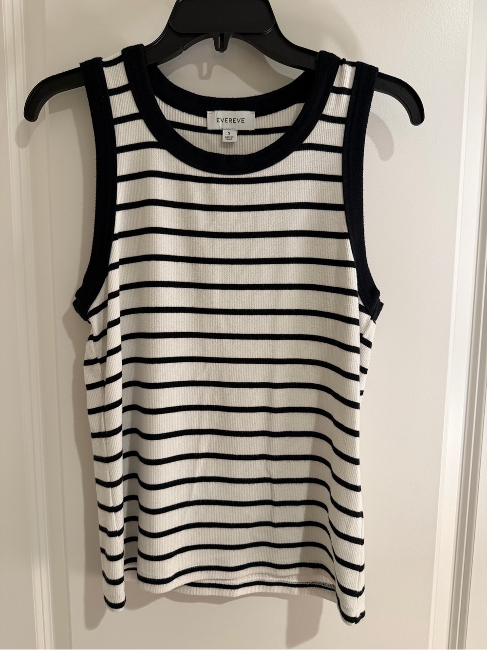 Evereve Black & White Striped Ribbed Tank